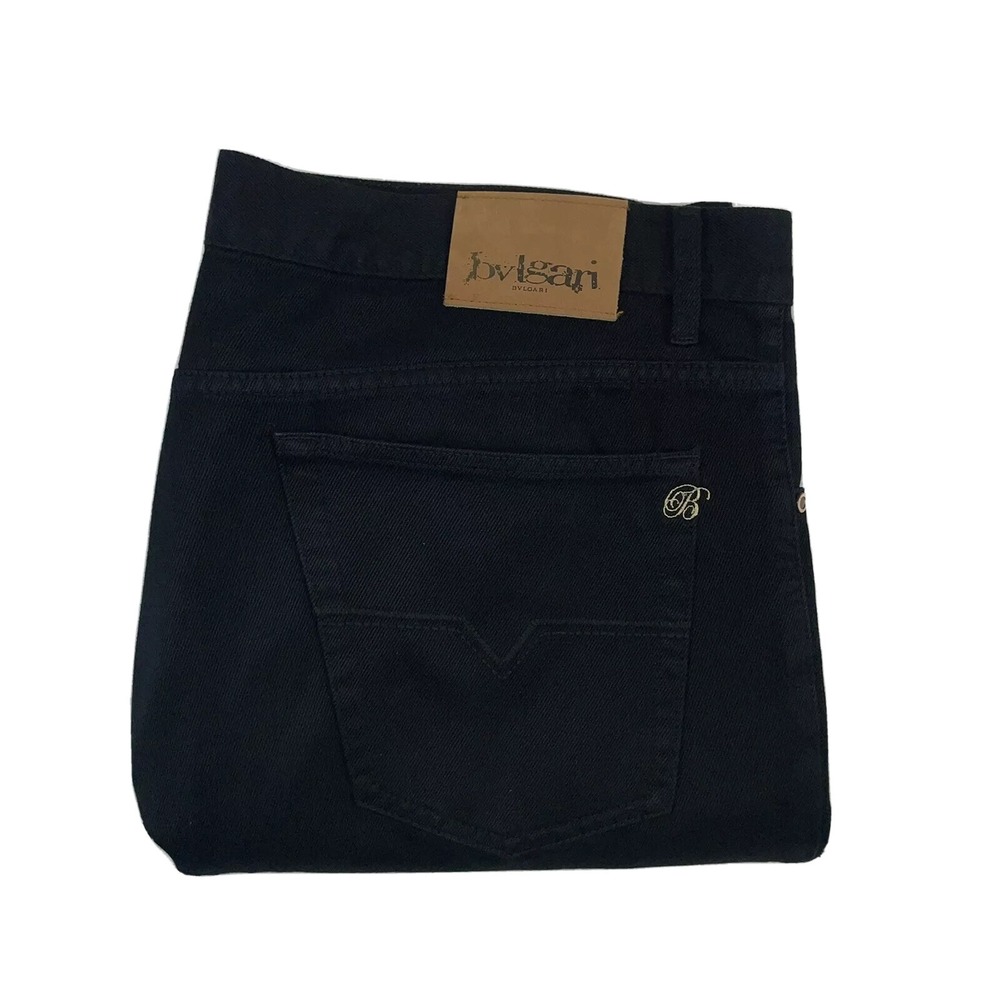BVLGARI Mens Soft Cotton Black Straight Leg Jeans Size 44x32 Luxury Denim